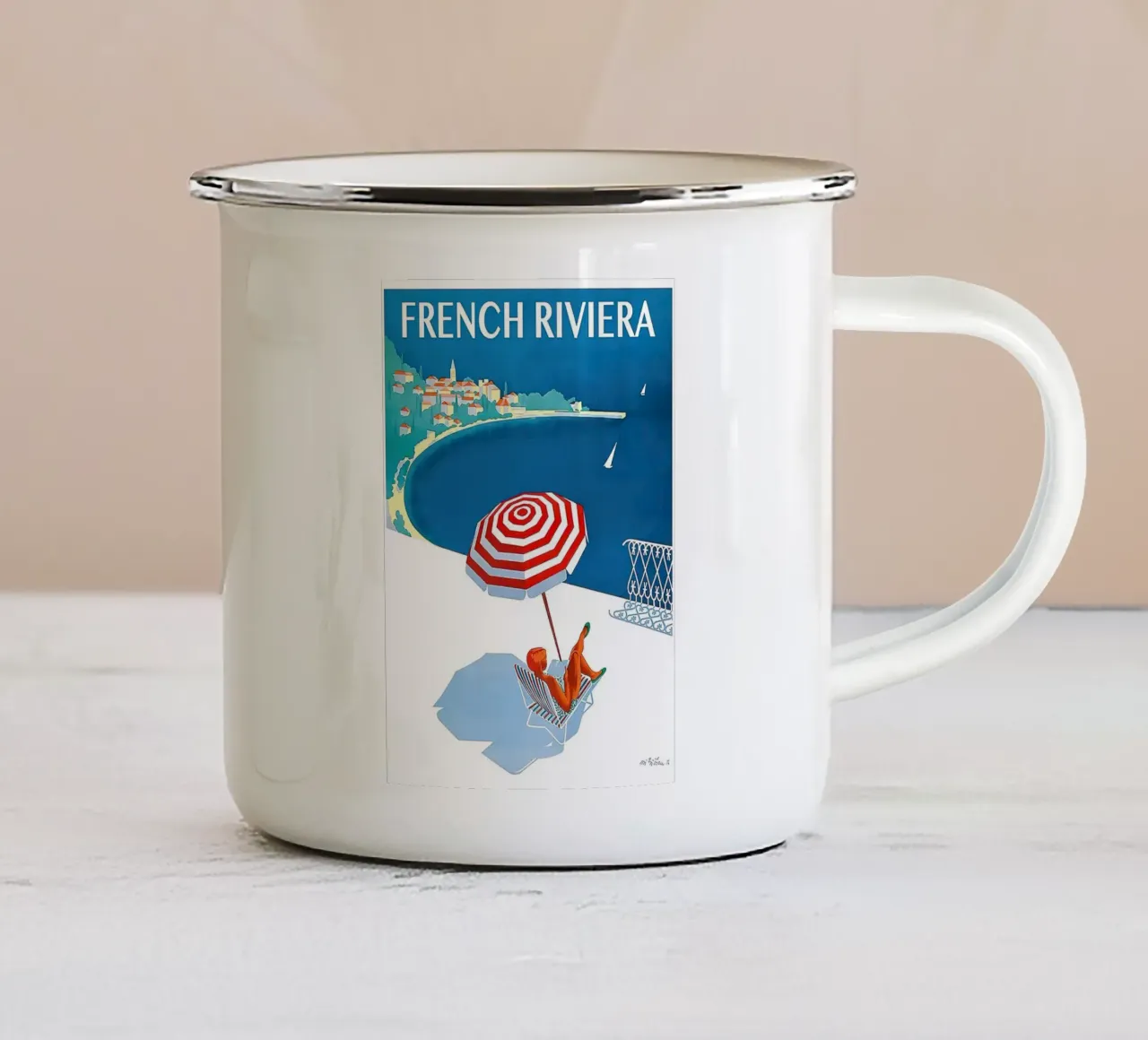 1954 Viaggio in Costa Azzurra tazza in smalto da MisteryMachine