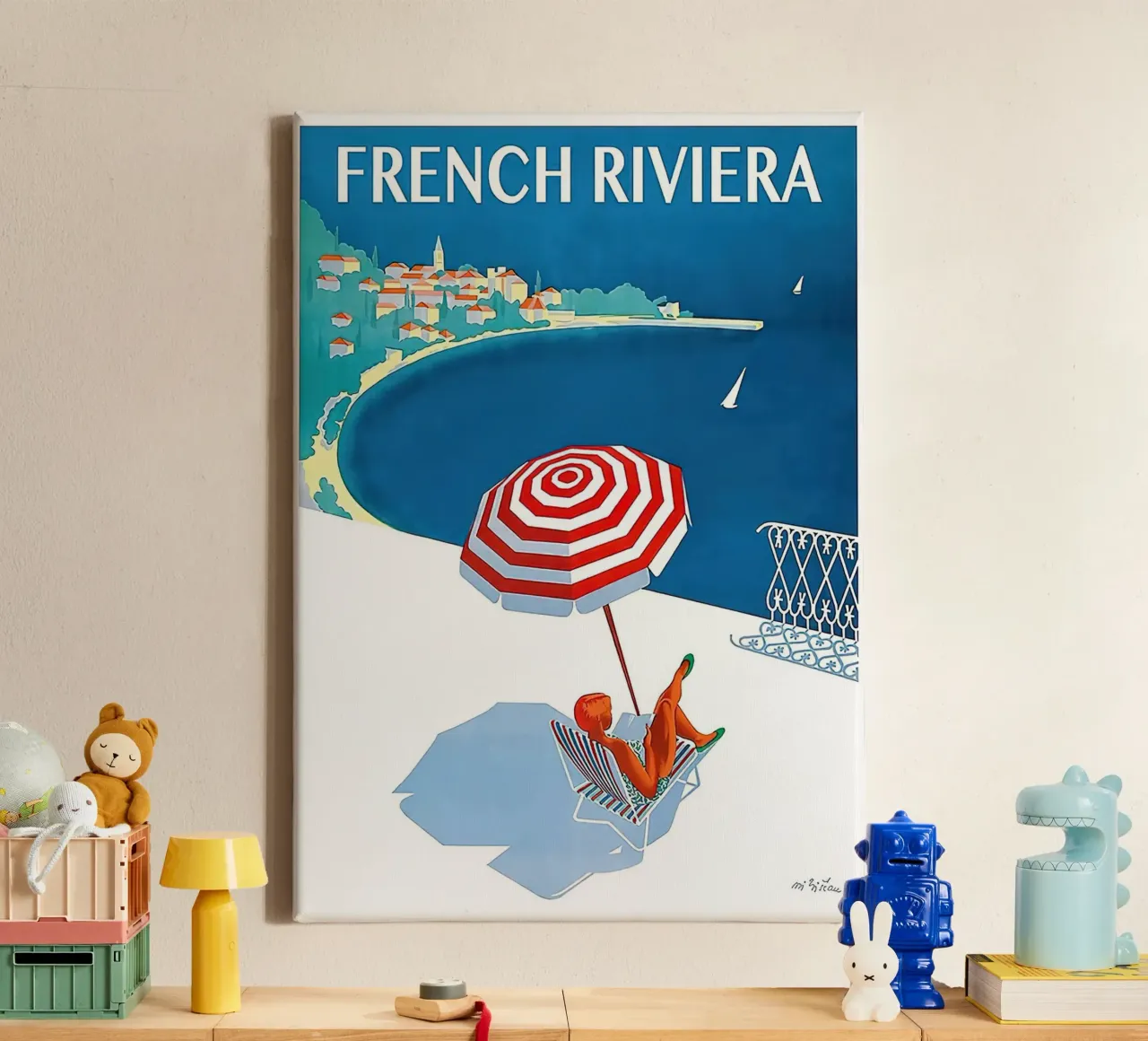 1954 Reizen naar de Franse Rivièra canvas met Baklijst van MisteryMachine