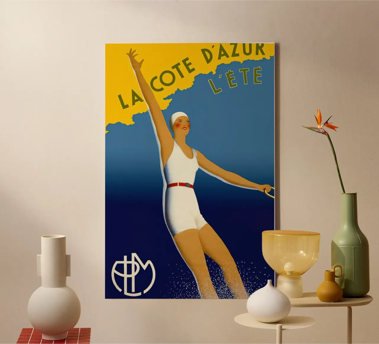 De Côte d'Azur in de zomer - Côte d'Azur canvas met Baklijst van MisteryMachine