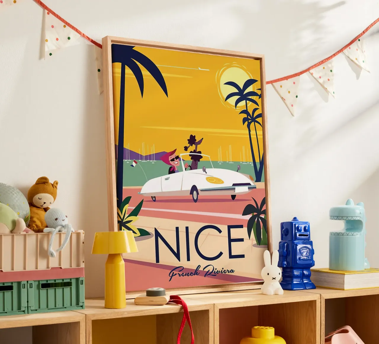 Costa Azzurra Viaggio Vintage Nizza tela con Cornice a cassetta da MisteryMachine