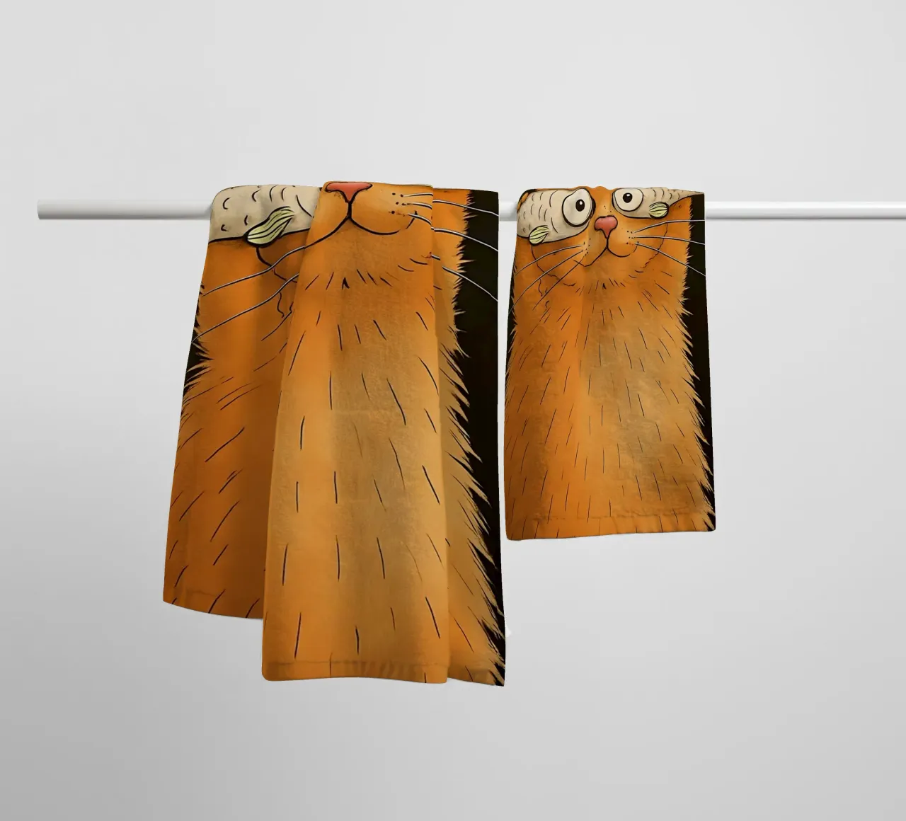 Orange Cat with Fish Eyes towel by 🥝 KIWI STORE