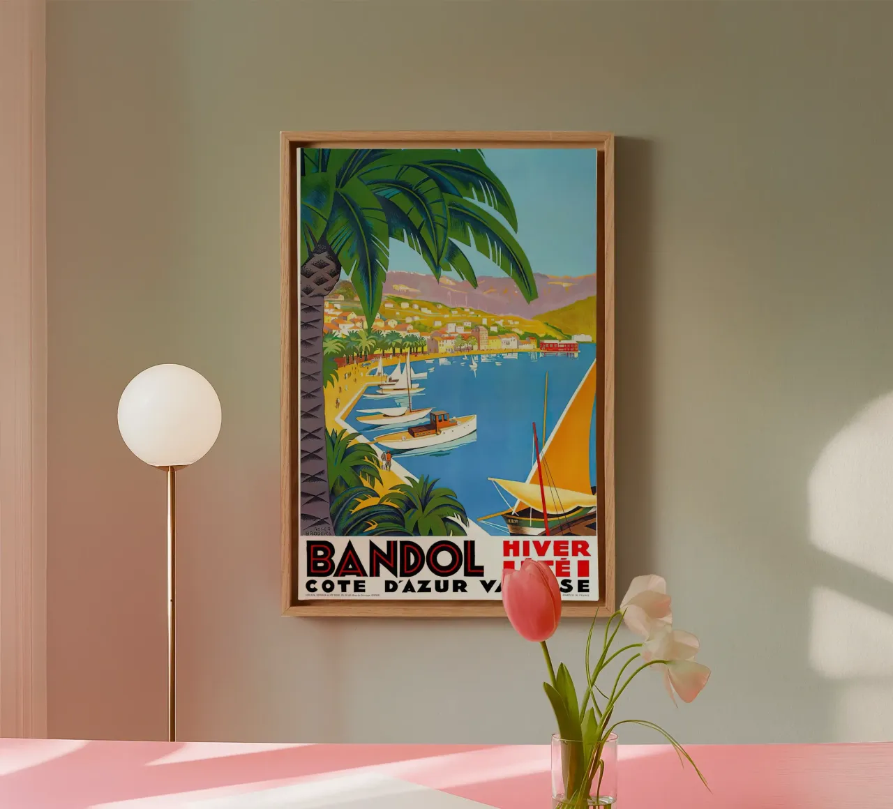 1932 FRANCE Bandol Cote D'Azur Travel tela con Cornice a cassetta da MisteryMachine
