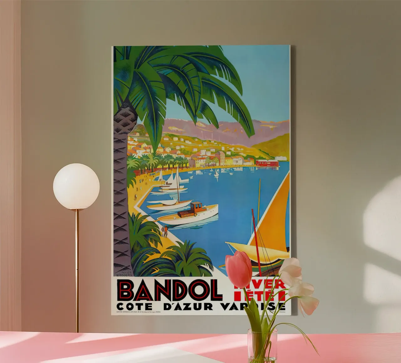 1932 FRANCE Bandol Cote D'Azur Travel tela con Cornice a cassetta da MisteryMachine