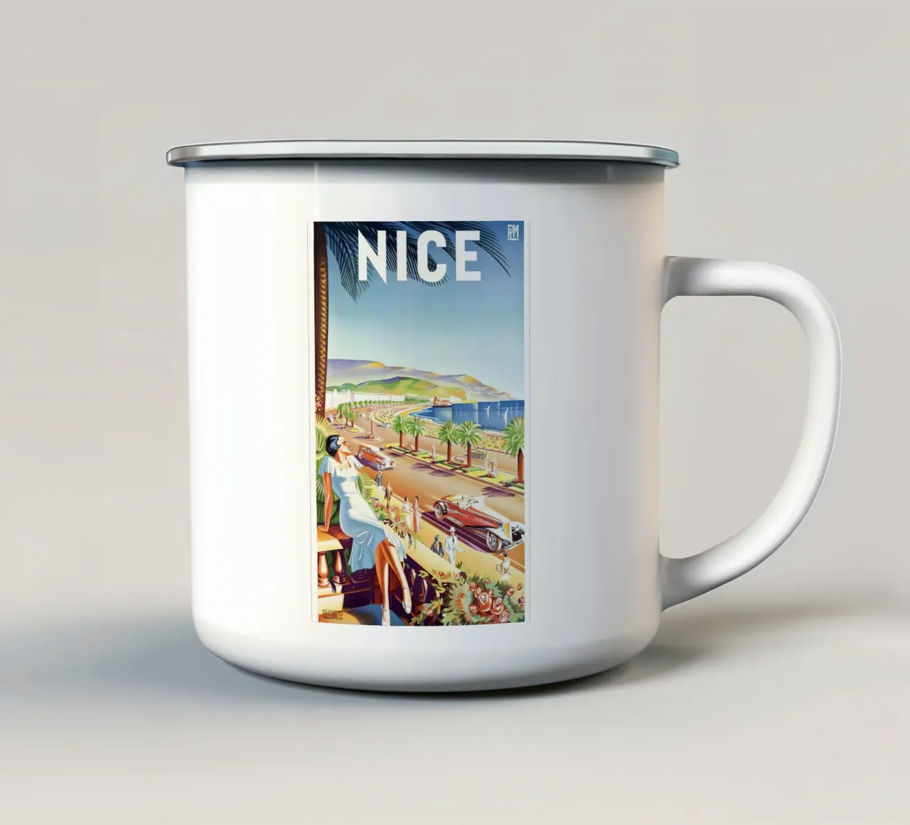 1935 Viaggio Nizza Francia tazza in smalto da MisteryMachine