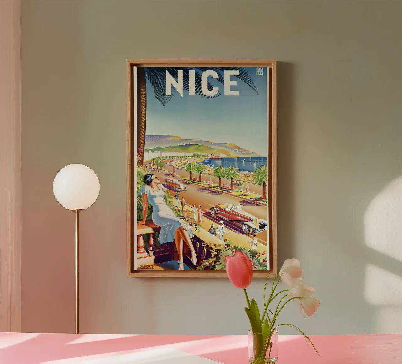 1935 Nice Frankrijk Reizen canvas met Baklijst van MisteryMachine