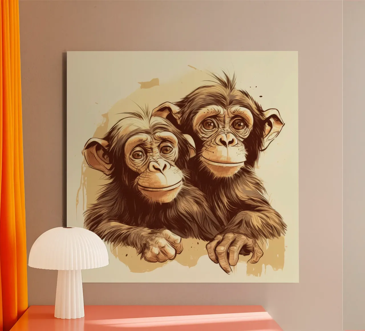 Retro Monkey Duo alluminio dibond da Funny Animals