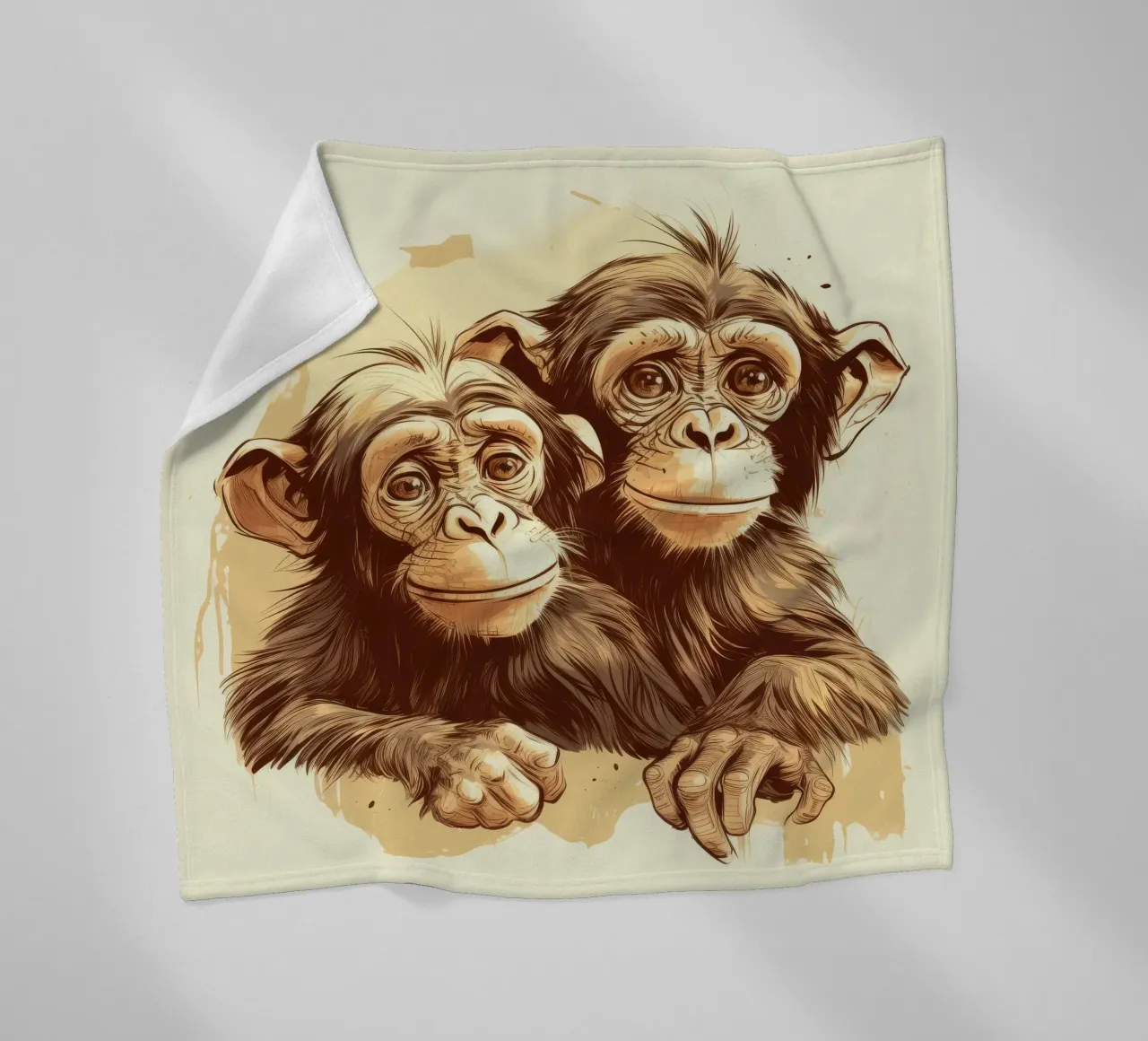 Retro Monkey Duo coperta in pile da Funny Animals