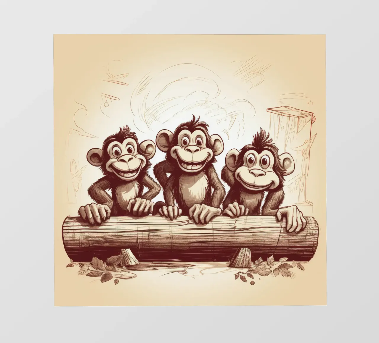Retro-Affenbande Fototapete von Funny Animals