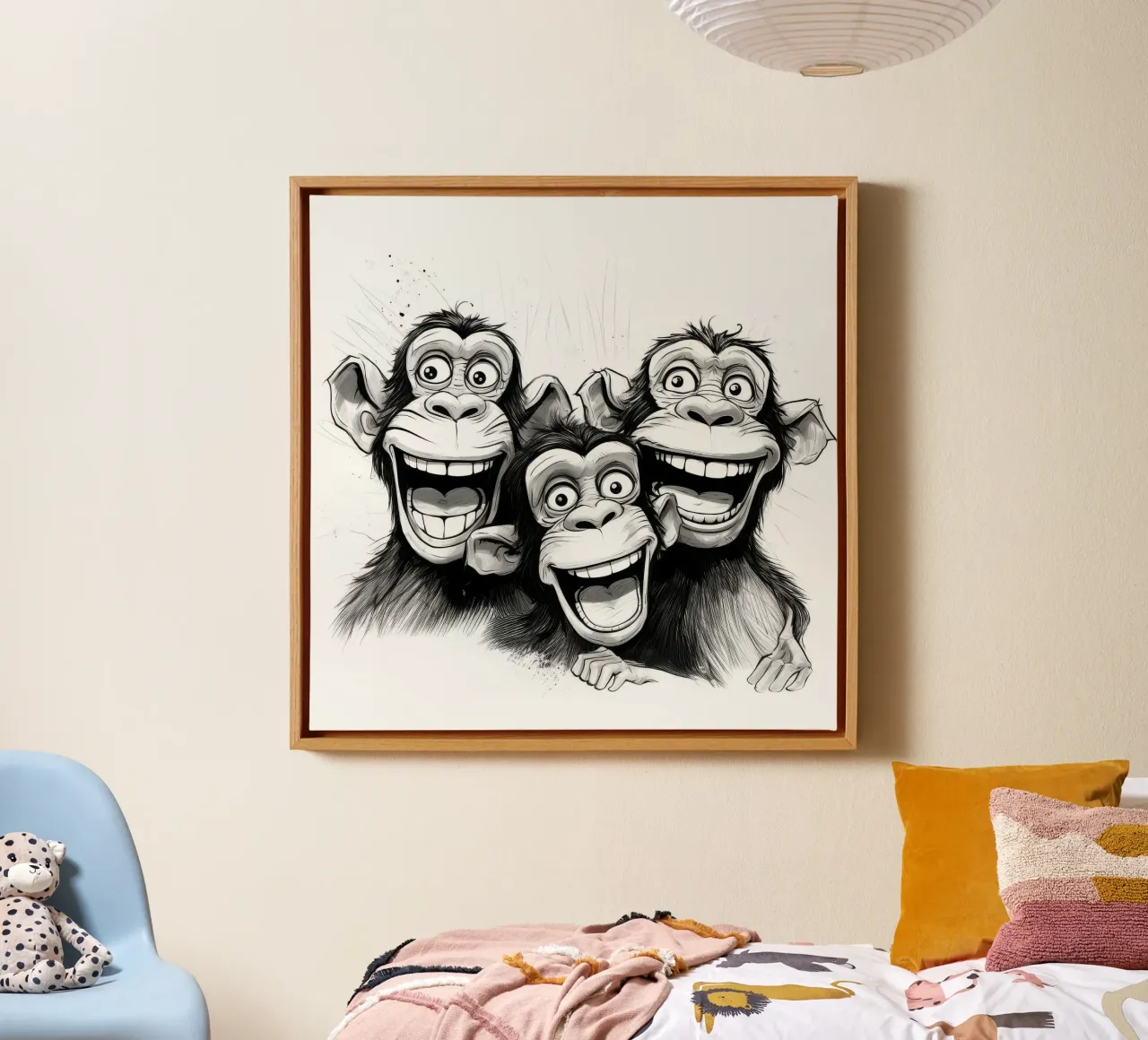 Retro Monkey Gang tela con Cornice a cassetta da Funny Animals