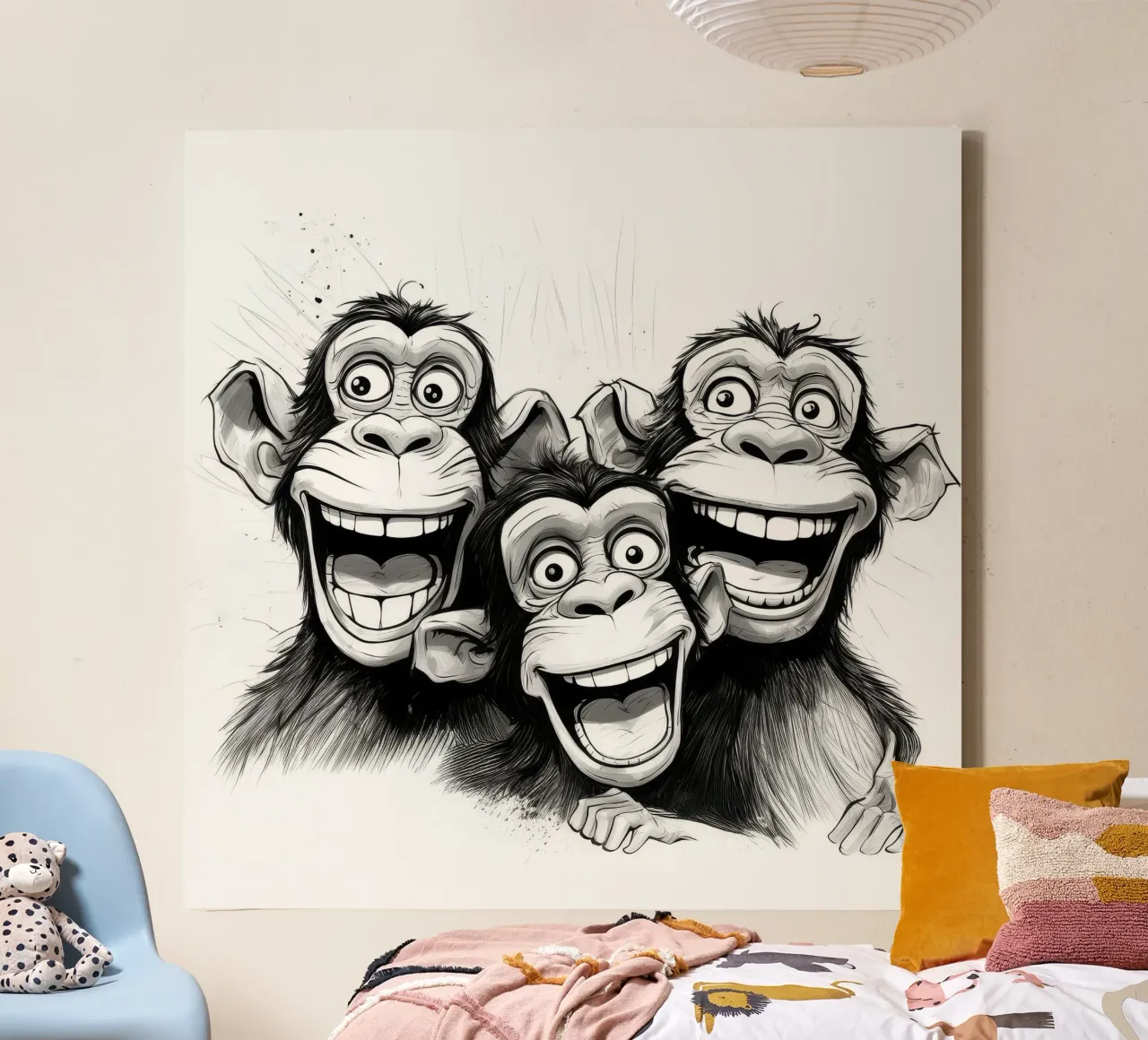 Retro Monkey Gang tela con Cornice a cassetta da Funny Animals