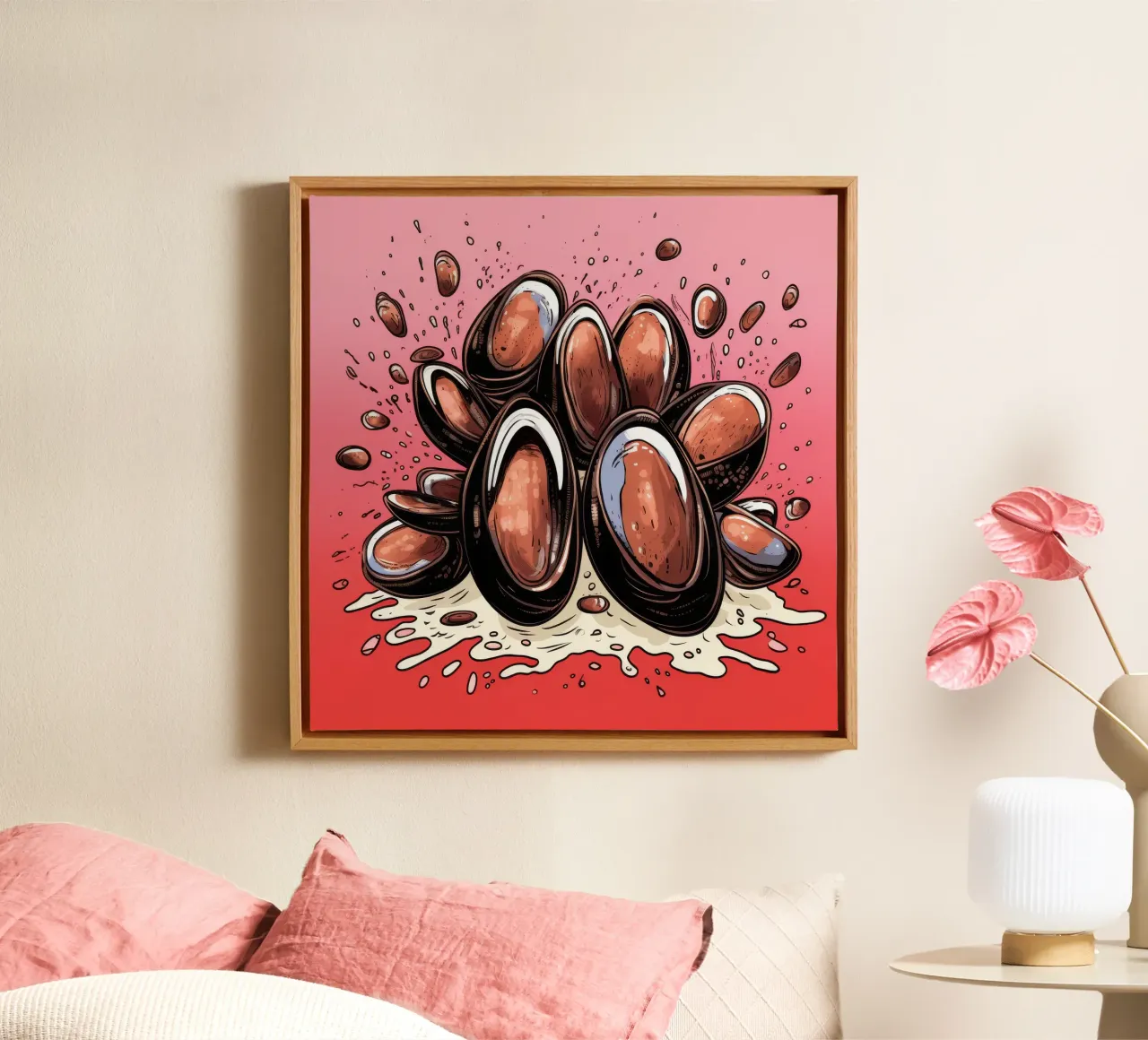 Retro Mosselbende canvas met Baklijst van Funny Animals
