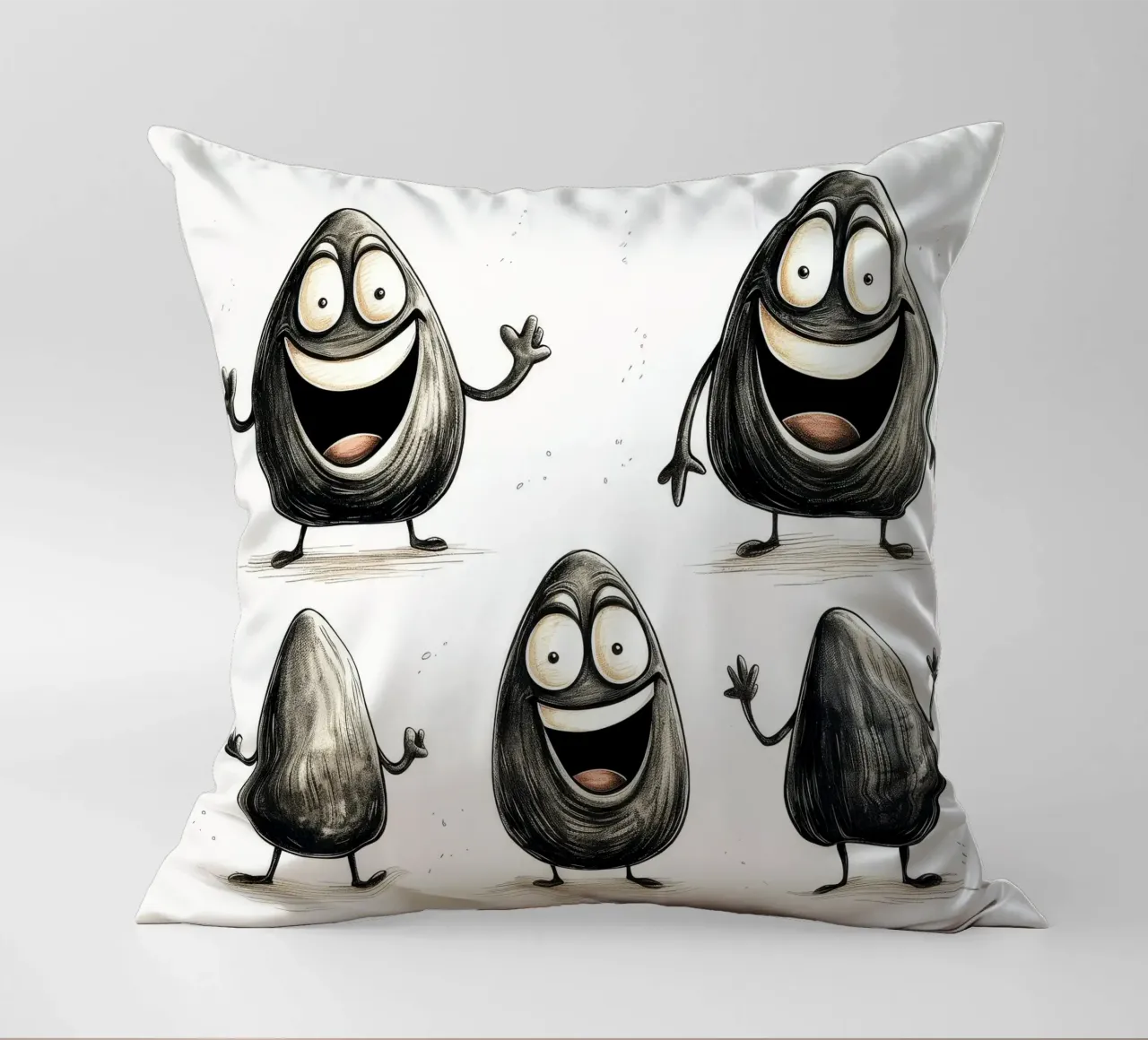 Retro Mussel Gang decorative cushion by Funny Animals