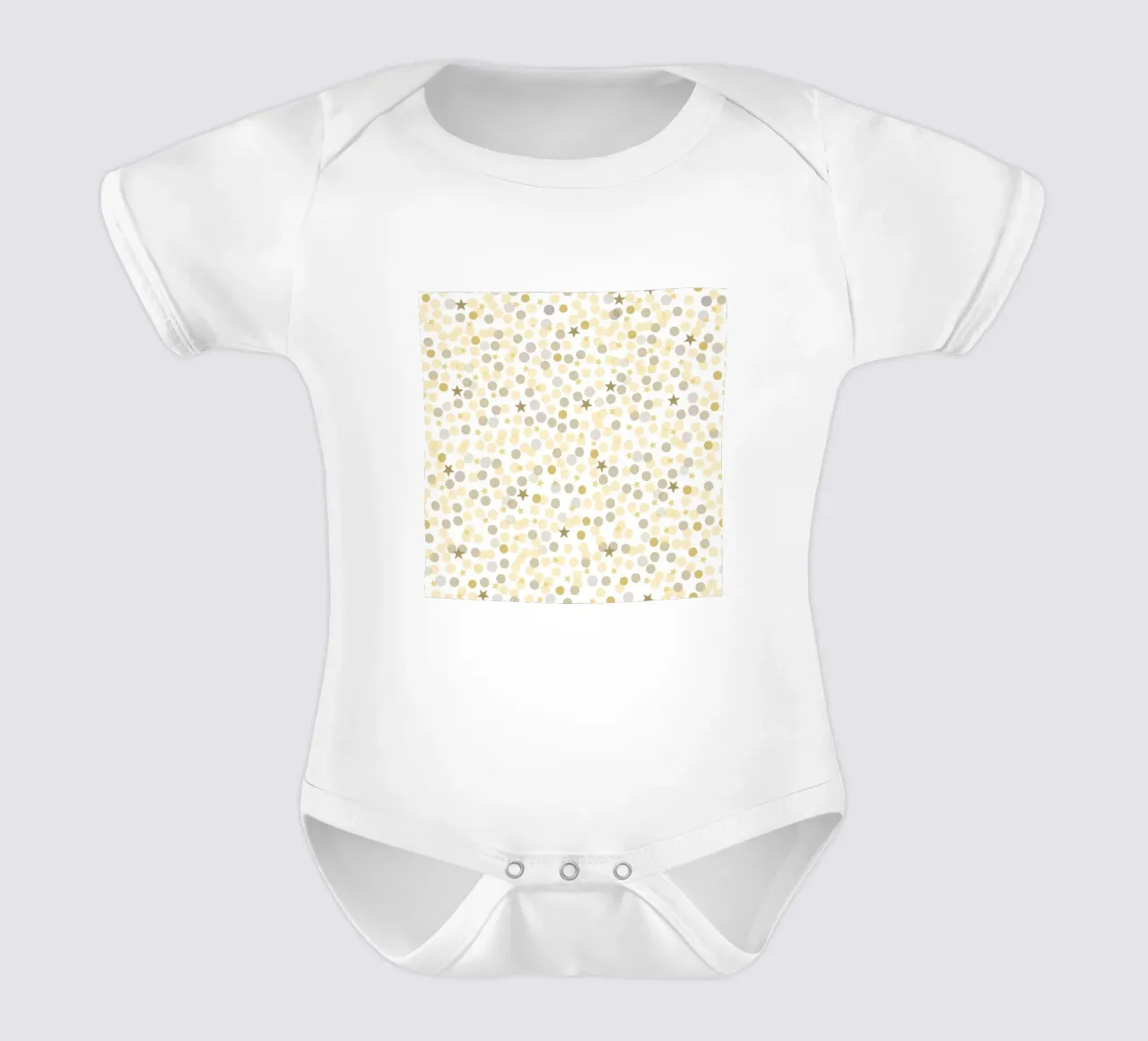 Cerchi e stelle in oro e colori metallici body neonato maniche corte da gulsengunel