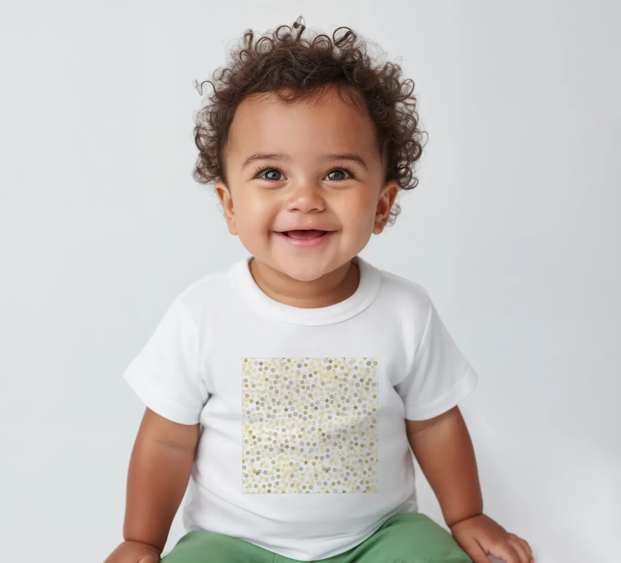 Cerchi e stelle in oro e colori metallici maglietta neonato da gulsengunel