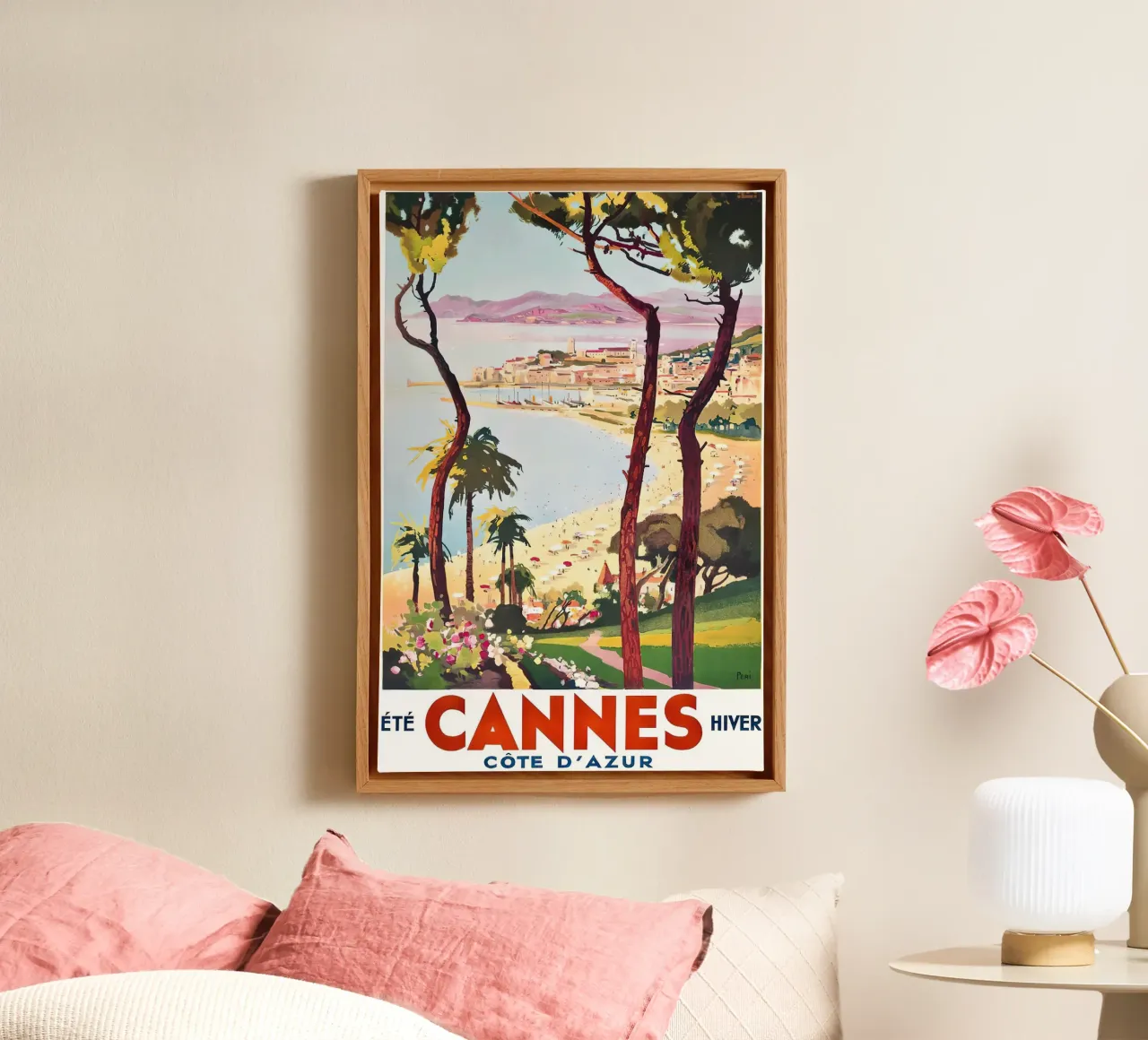 1938 Frankrijk Cannes Cote D'Azur Reizen canvas met Baklijst van MisteryMachine