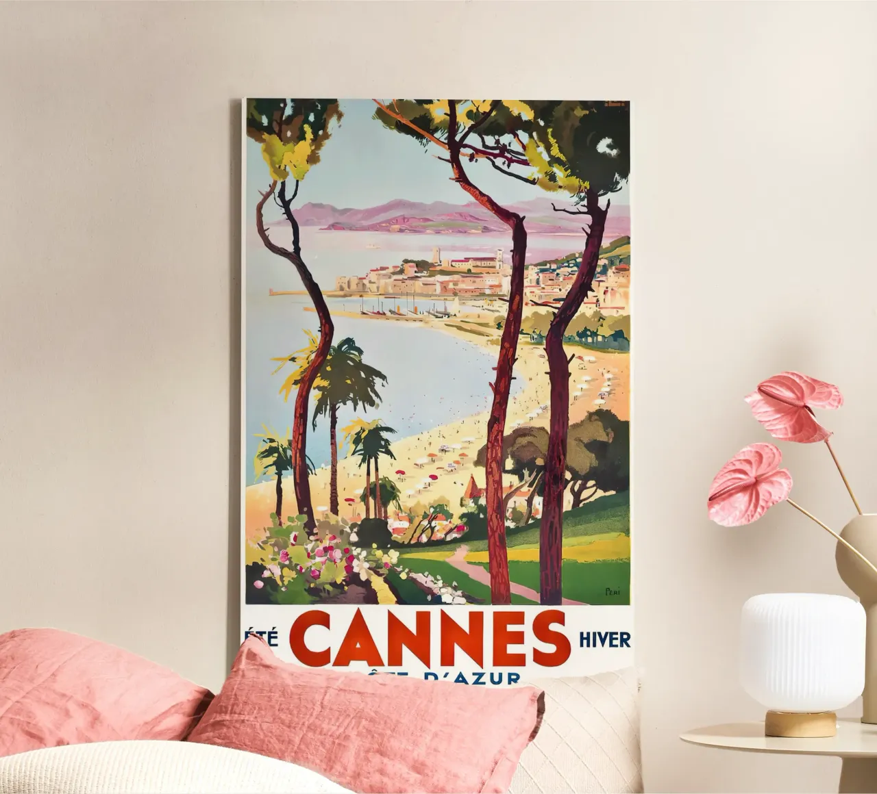 1938 Frankrijk Cannes Cote D'Azur Reizen canvas met Baklijst van MisteryMachine
