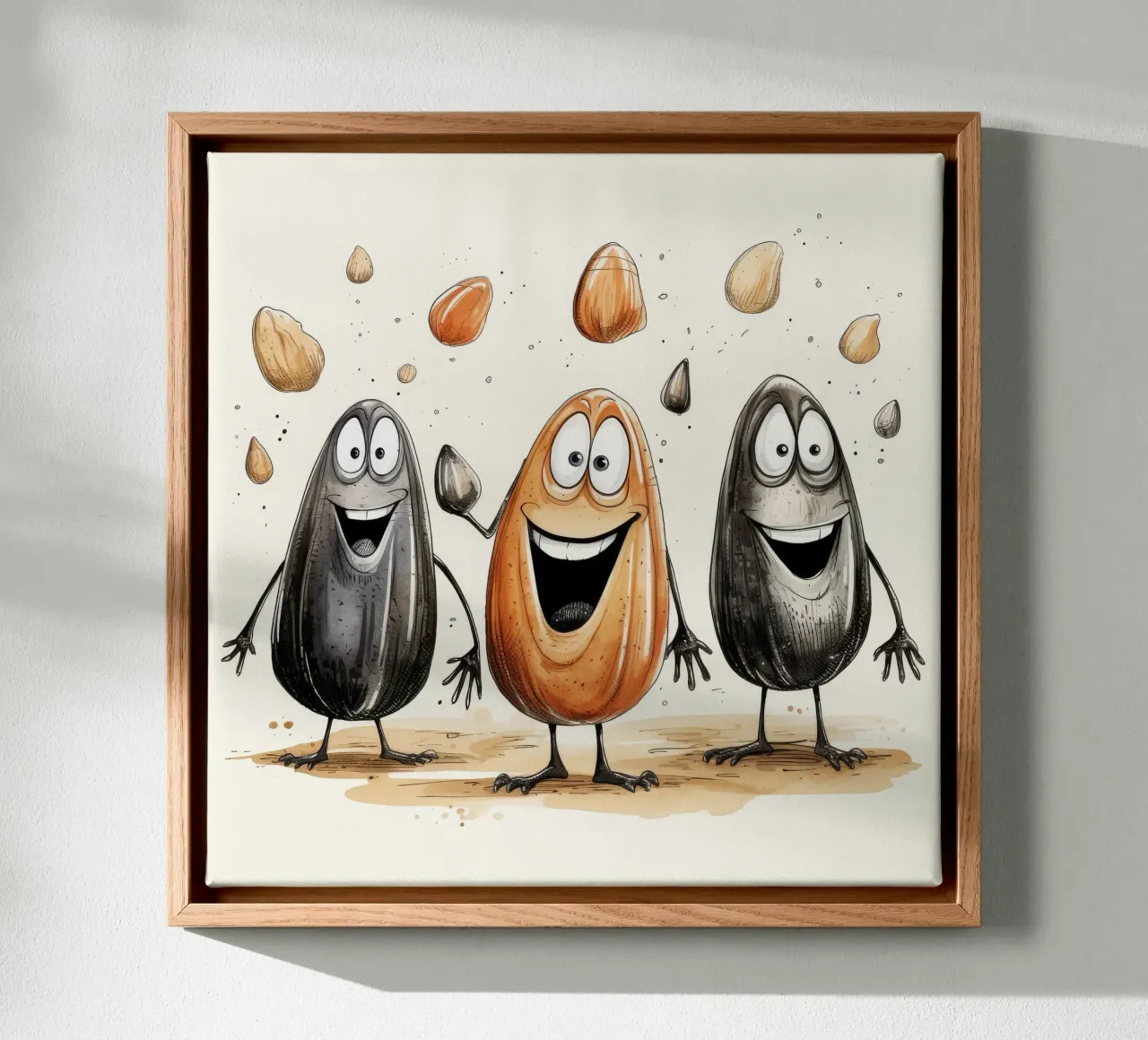 Retro Mosselbende canvas met Baklijst van Funny Animals