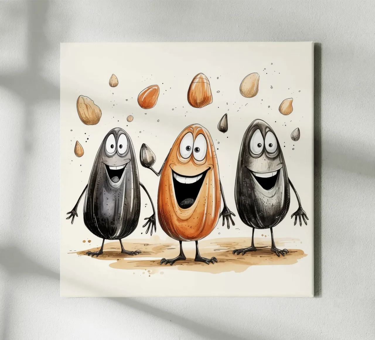 Retro Mosselbende canvas met Baklijst van Funny Animals