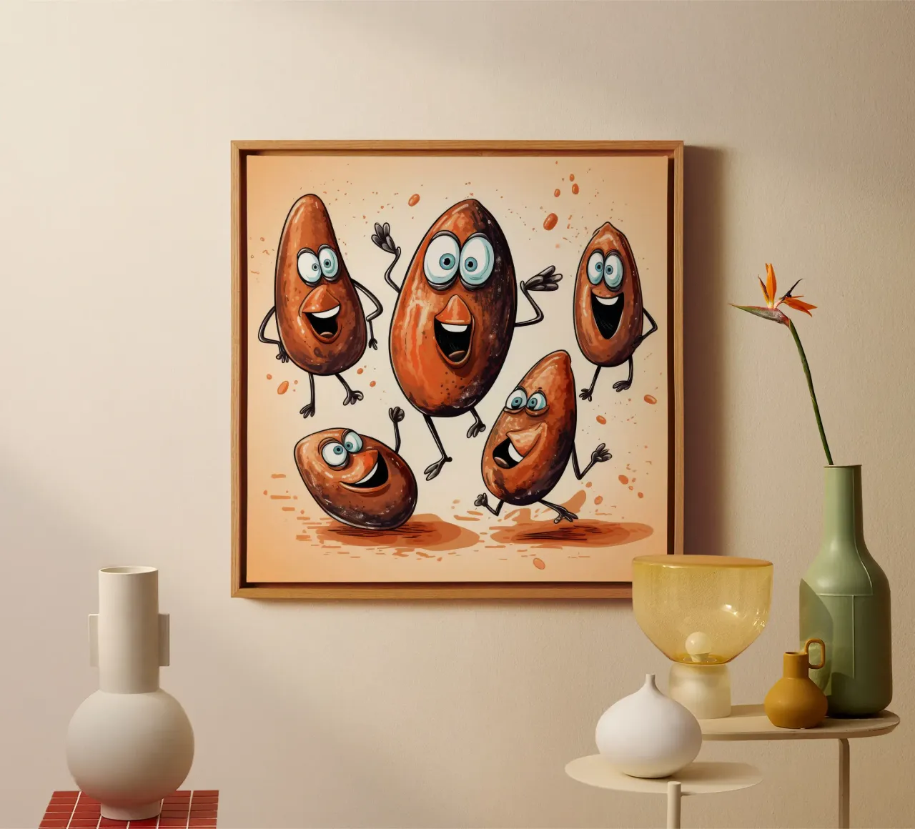 Retro Mosselbende canvas met Baklijst van Funny Animals