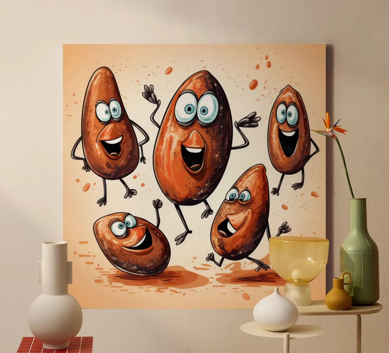 Retro Mosselbende canvas met Baklijst van Funny Animals