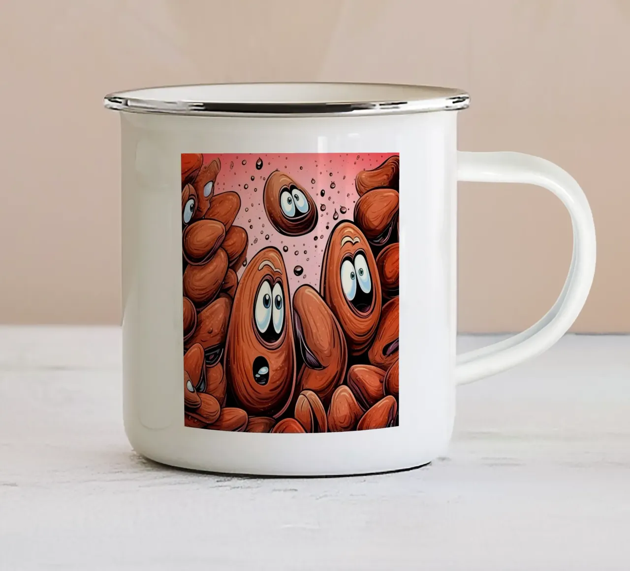 Retro Mosselbende emaille mok van Funny Animals