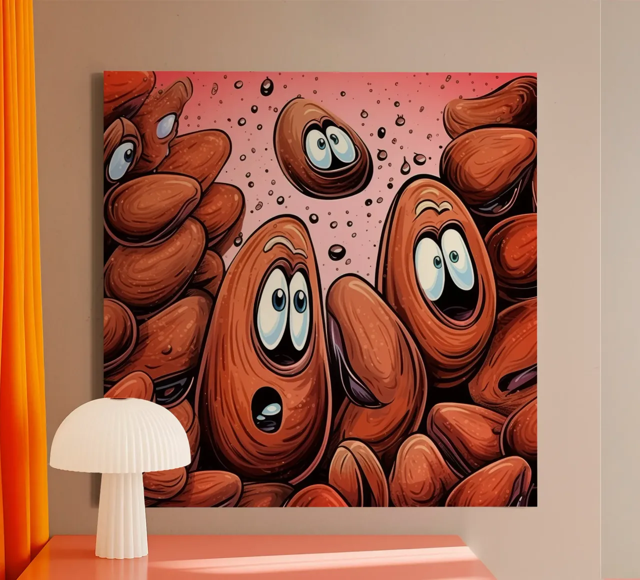 Retro Mosselbende canvas met Baklijst van Funny Animals