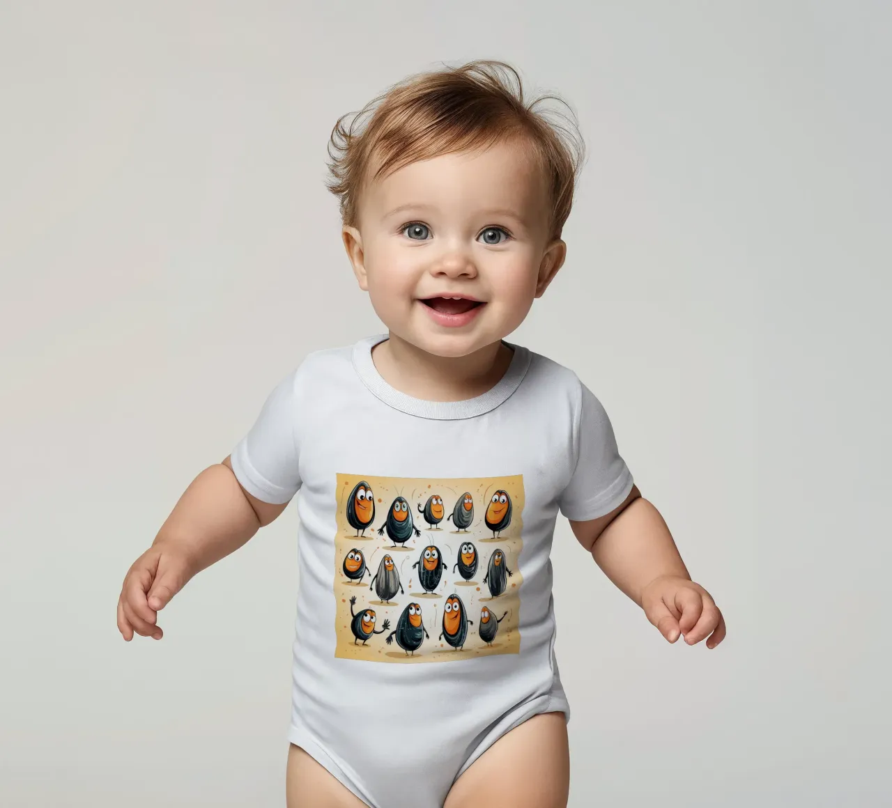 Retro Mosselbende babyrompertje korte mouwen van Funny Animals