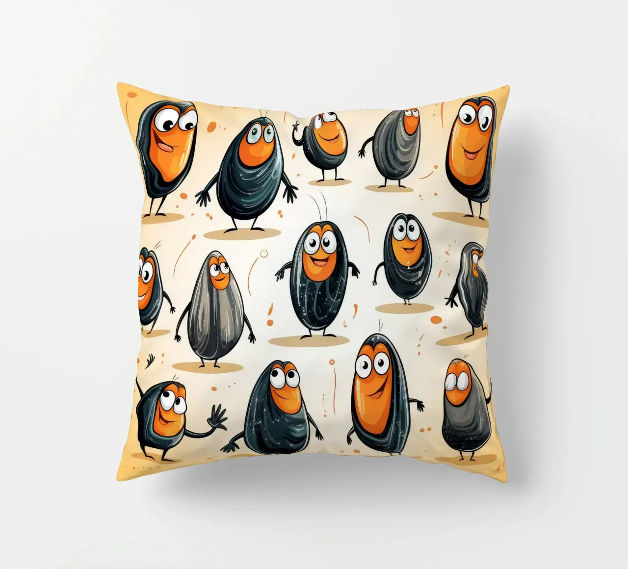 Retro Mussel Gang decorative cushion by Funny Animals