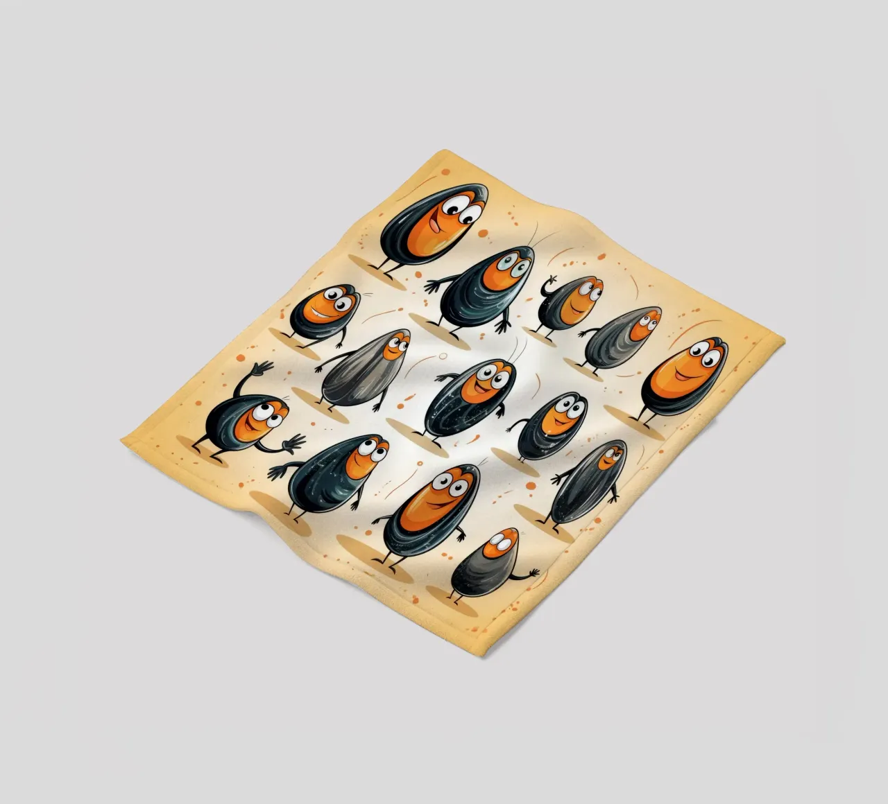 Retro Mussel Gang fleece blanket by Funny Animals