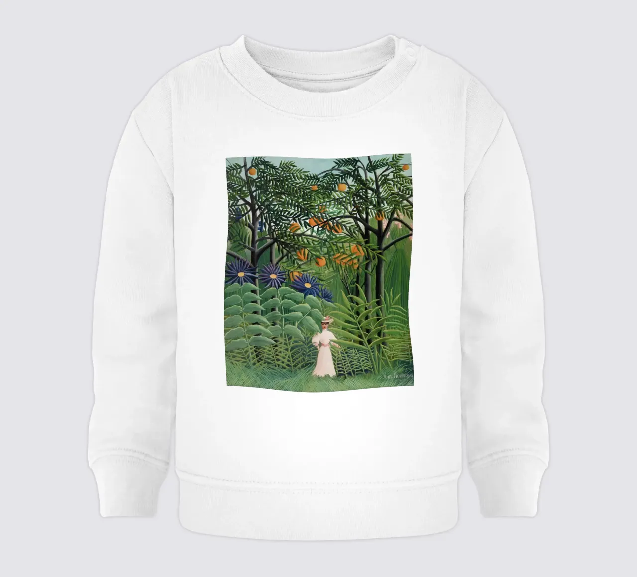 "Donna che cammina in una foresta esotica" di Henri Rousseau felpa neonato da Classic Art Prints