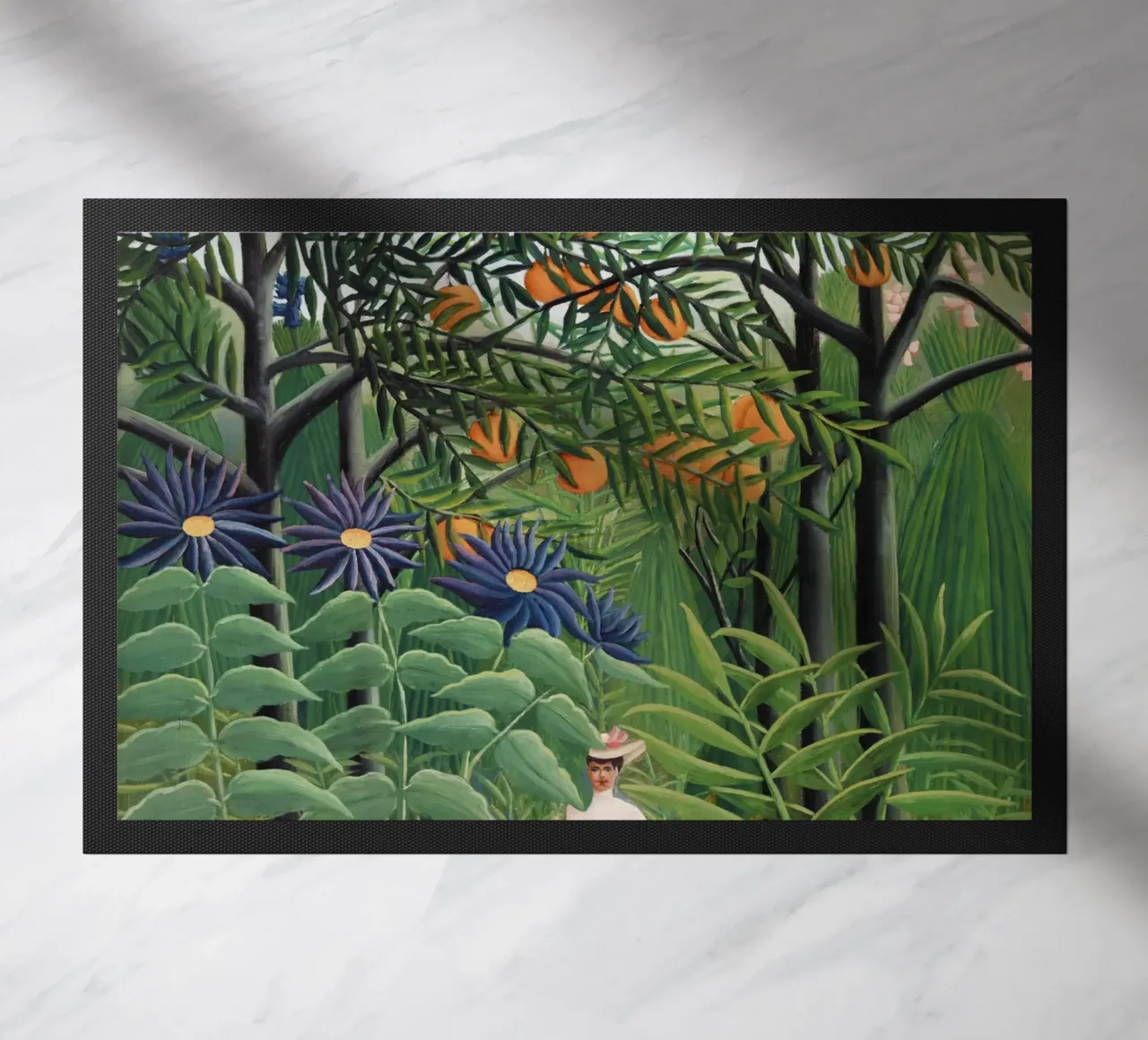 "Donna che cammina in una foresta esotica" di Henri Rousseau zerbino da Classic Art Prints