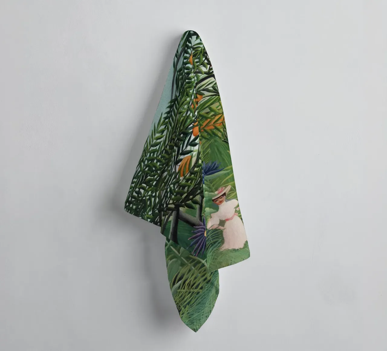 "Donna che cammina in una foresta esotica" di Henri Rousseau asciugamano da bagno da Classic Art Prints