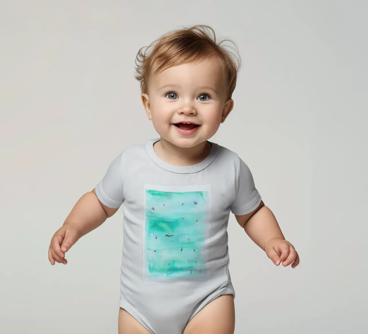 Swimmers short-sleeve baby romper by Isabelle Vandeplassche