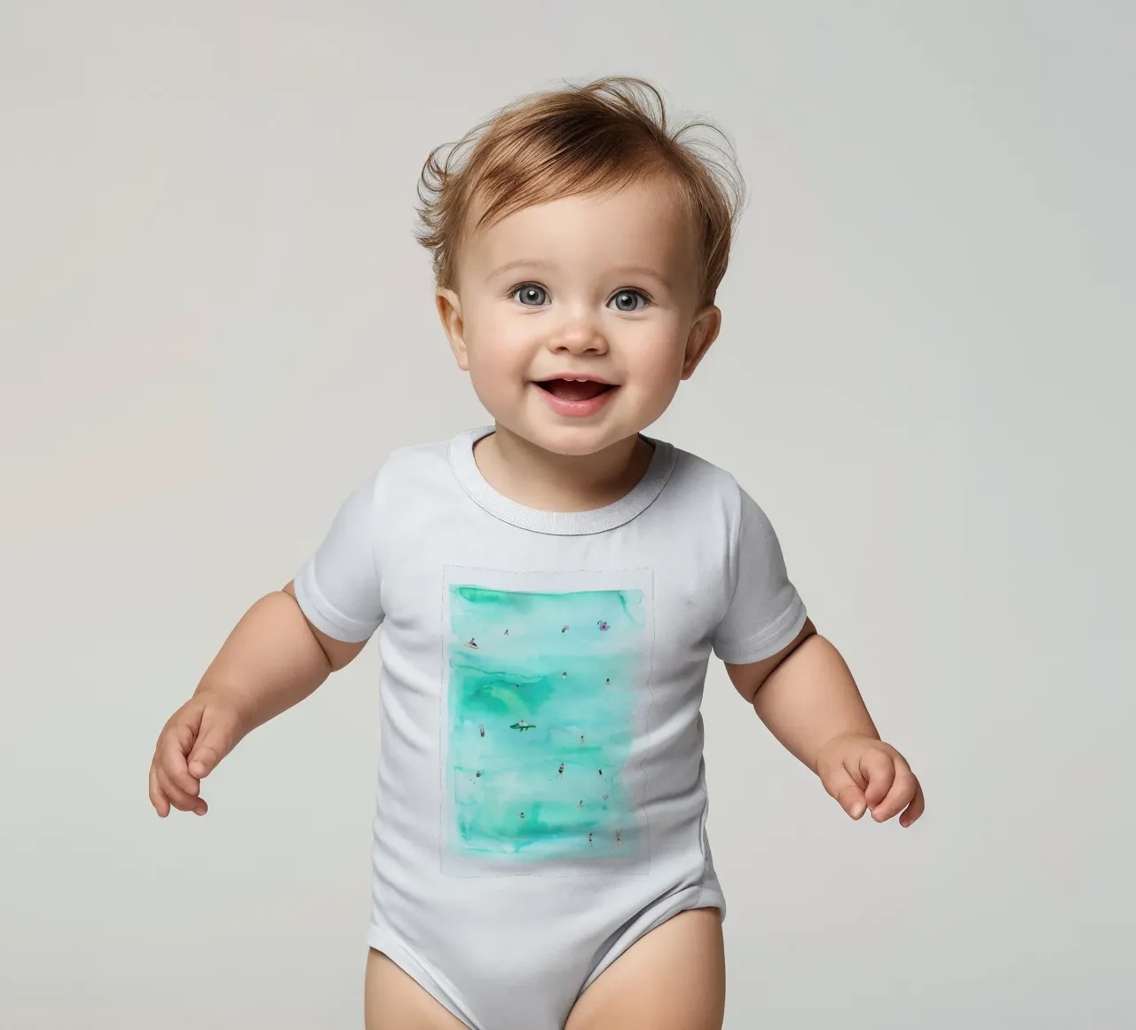 Swimmers short-sleeve baby romper by Isabelle Vandeplassche