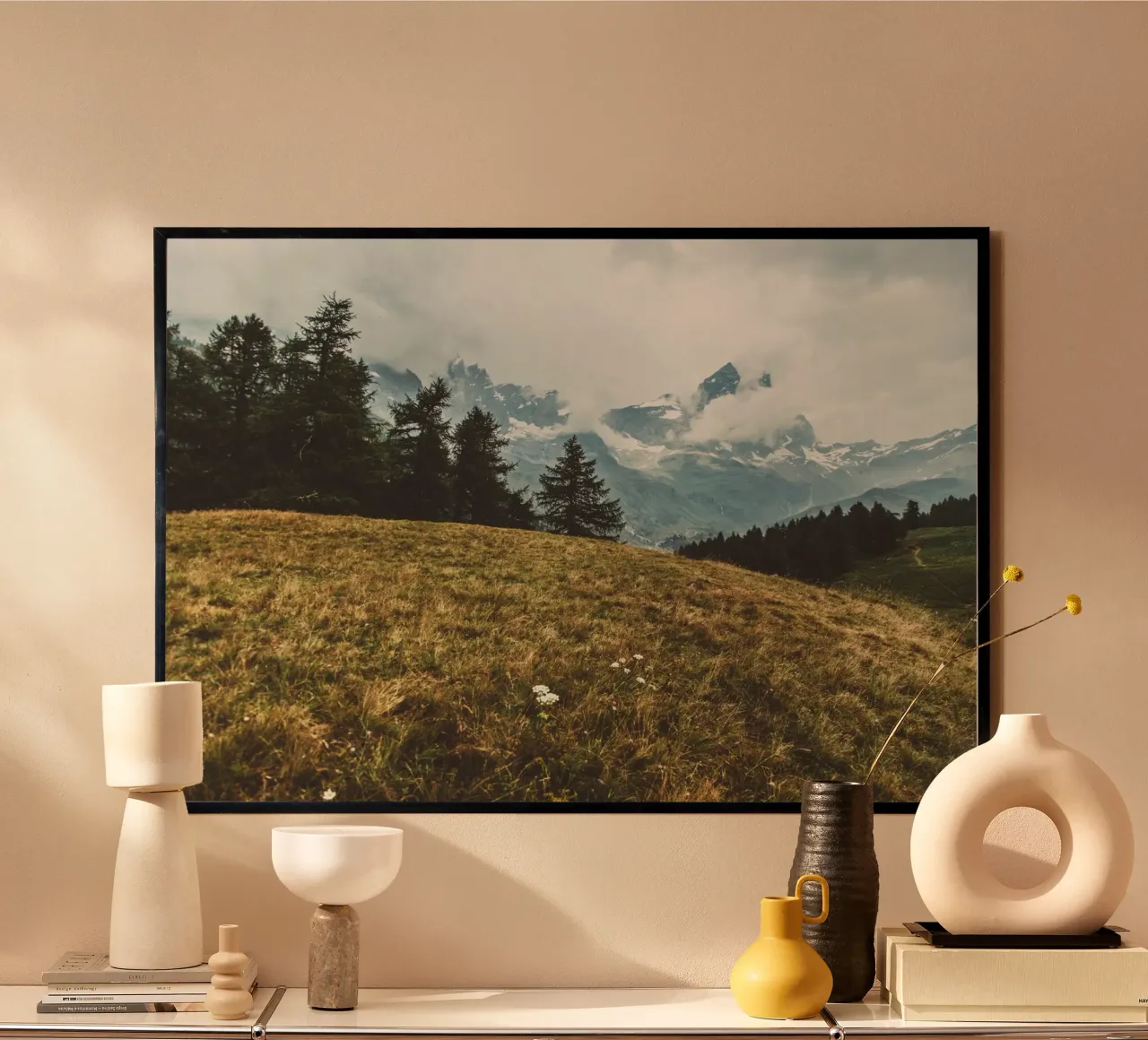 Sussurri delle Alpi poster con telaio in alluminio da PhotoVibe Decor