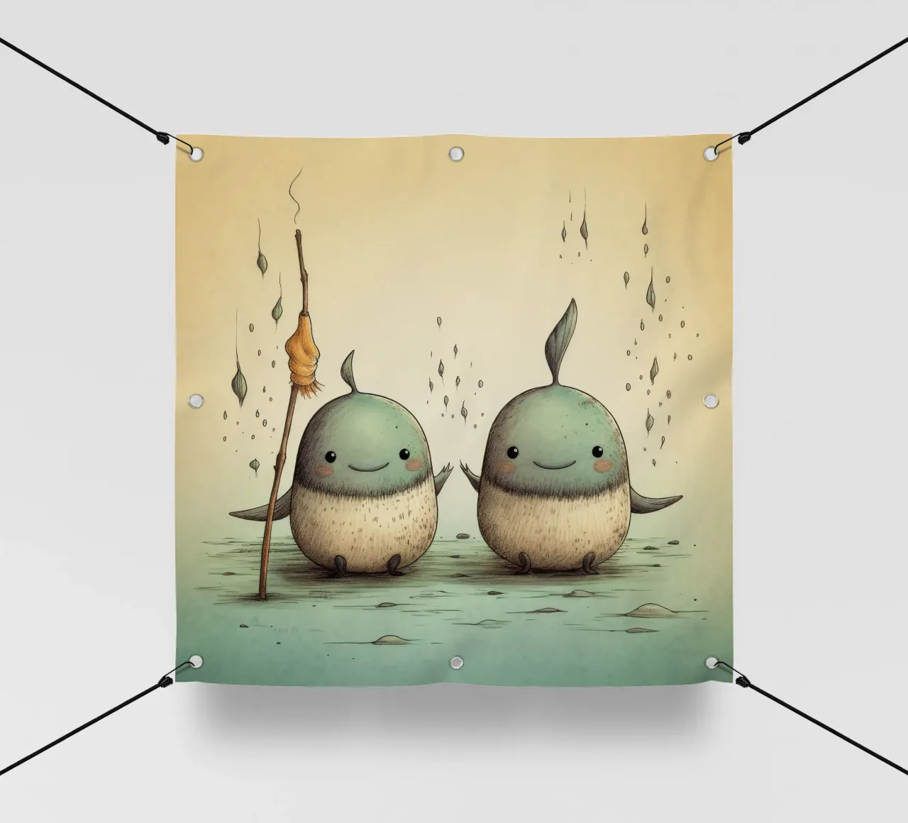 Duo di Narvalo retrò telo in pvc da Funny Animals