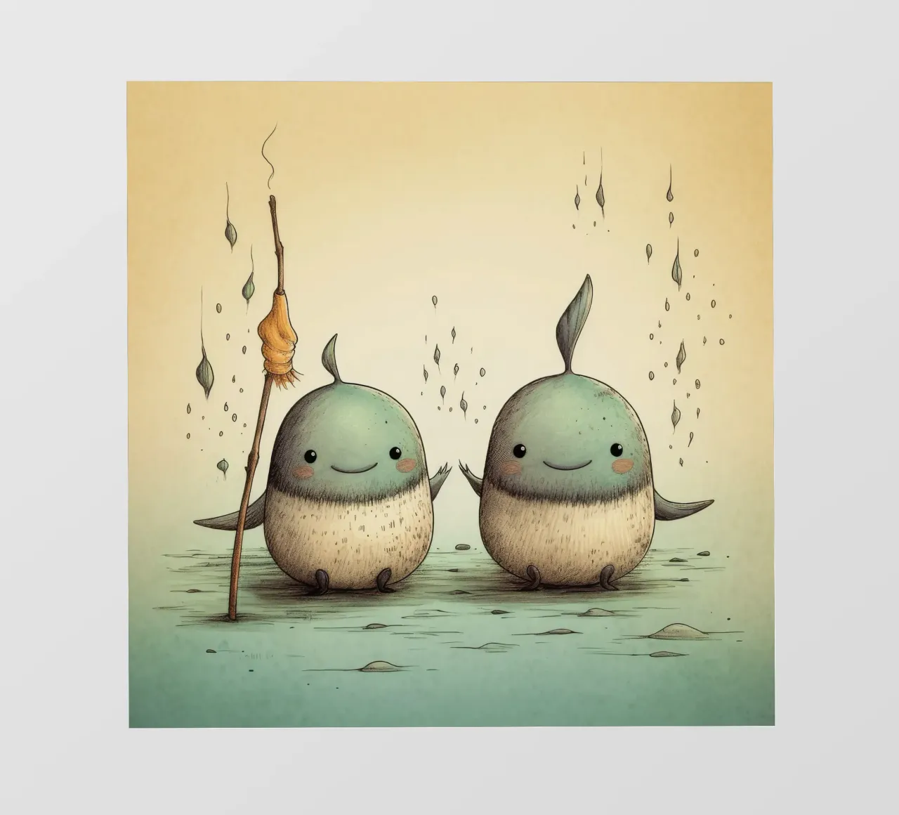 Duo di Narvalo retrò telo in pvc da Funny Animals
