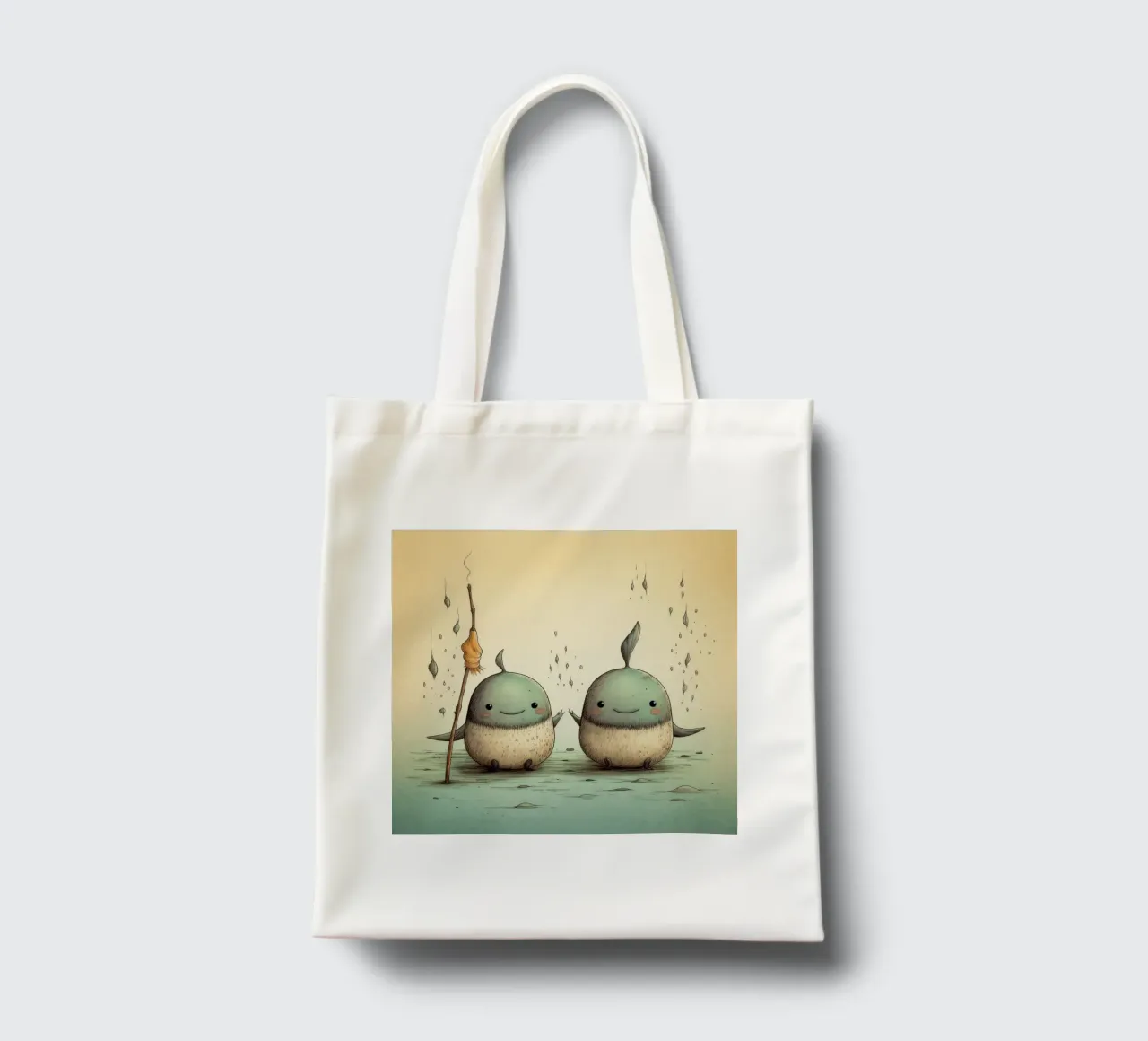 Retro Narwhal Duo Jutebeutel von Funny Animals