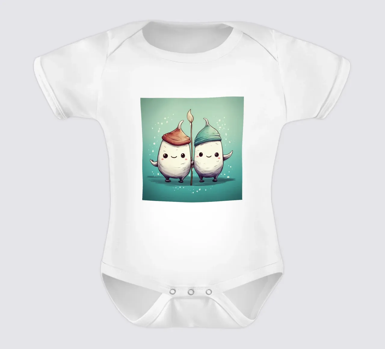 Retro Narwal Duo babyrompertje korte mouwen van Funny Animals