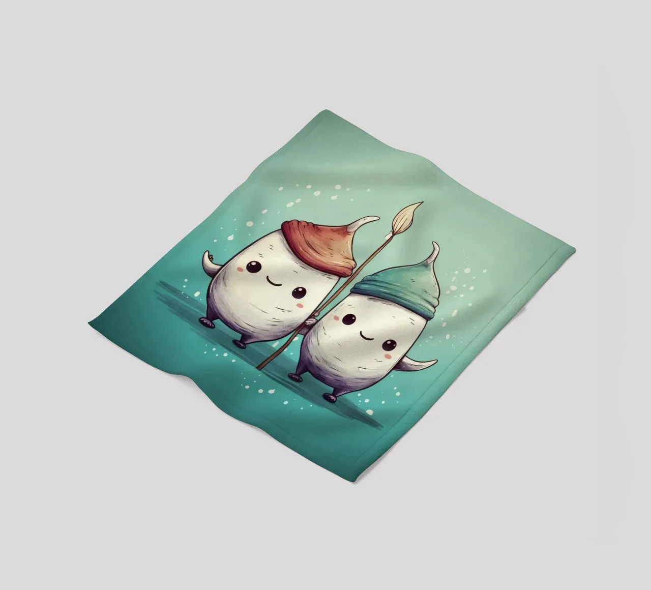 Retro Narwhal Duo fleece blanket by Funny Animals