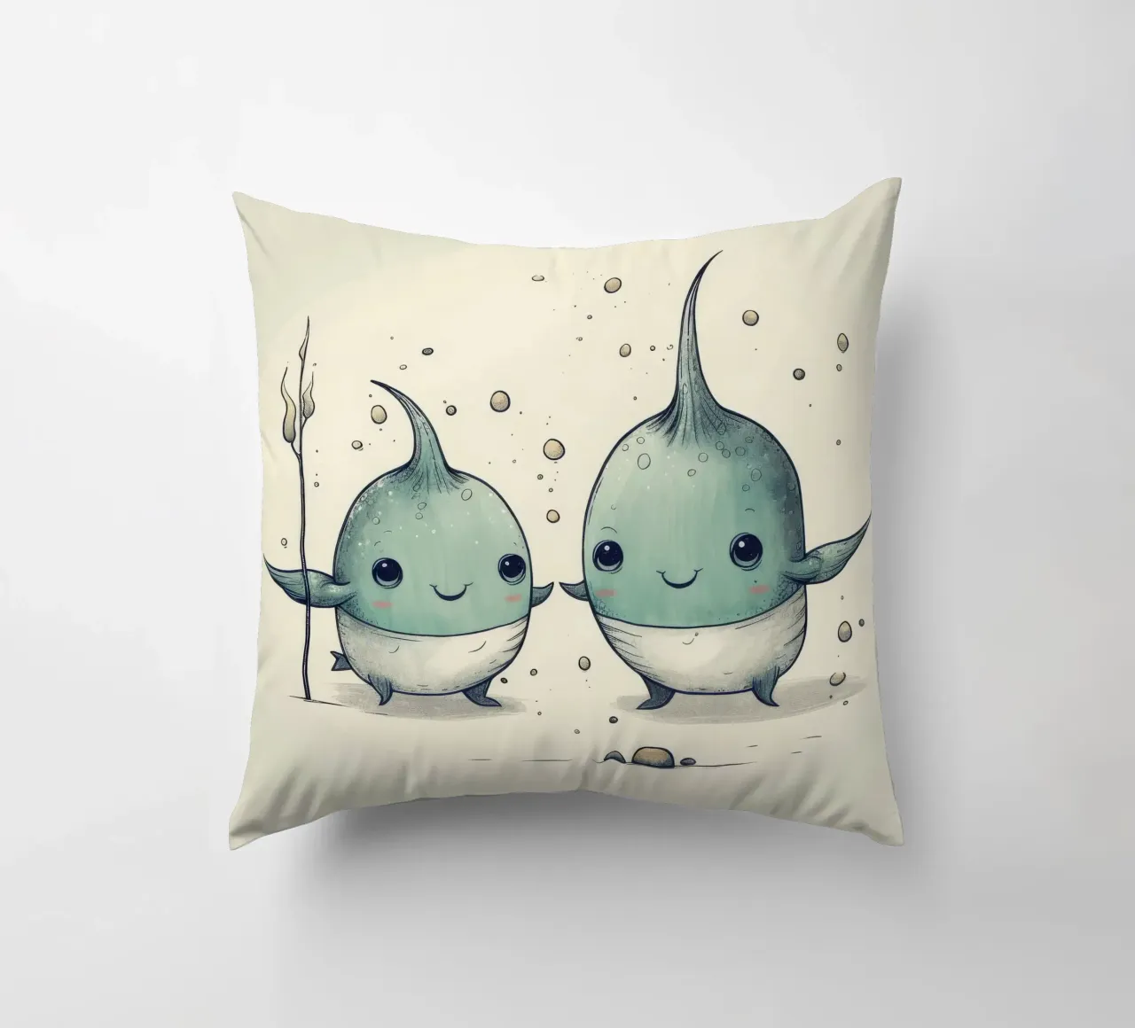 Duo di Narvalo retrò cuscino da Funny Animals