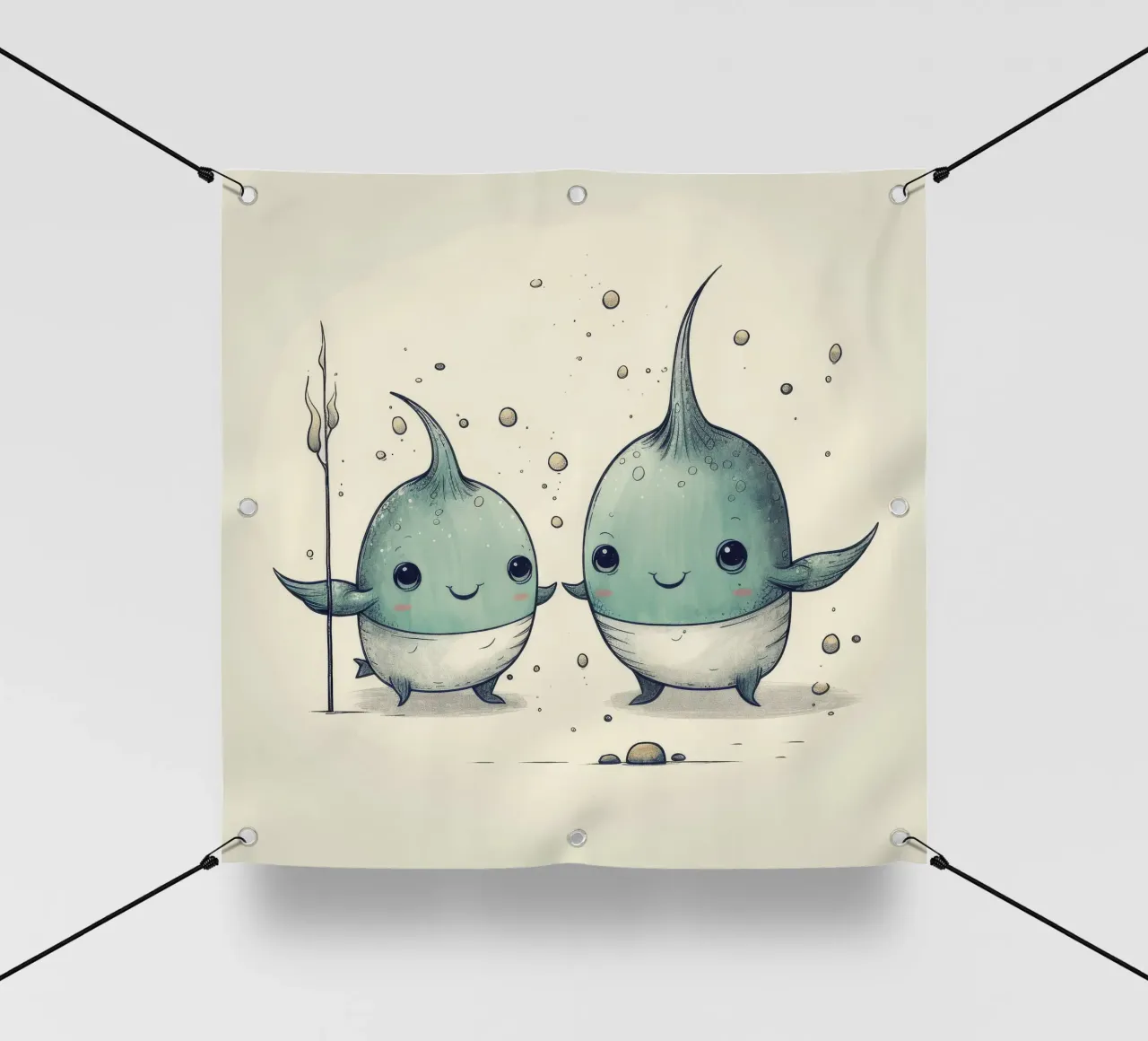 Duo di Narvalo retrò telo in pvc da Funny Animals
