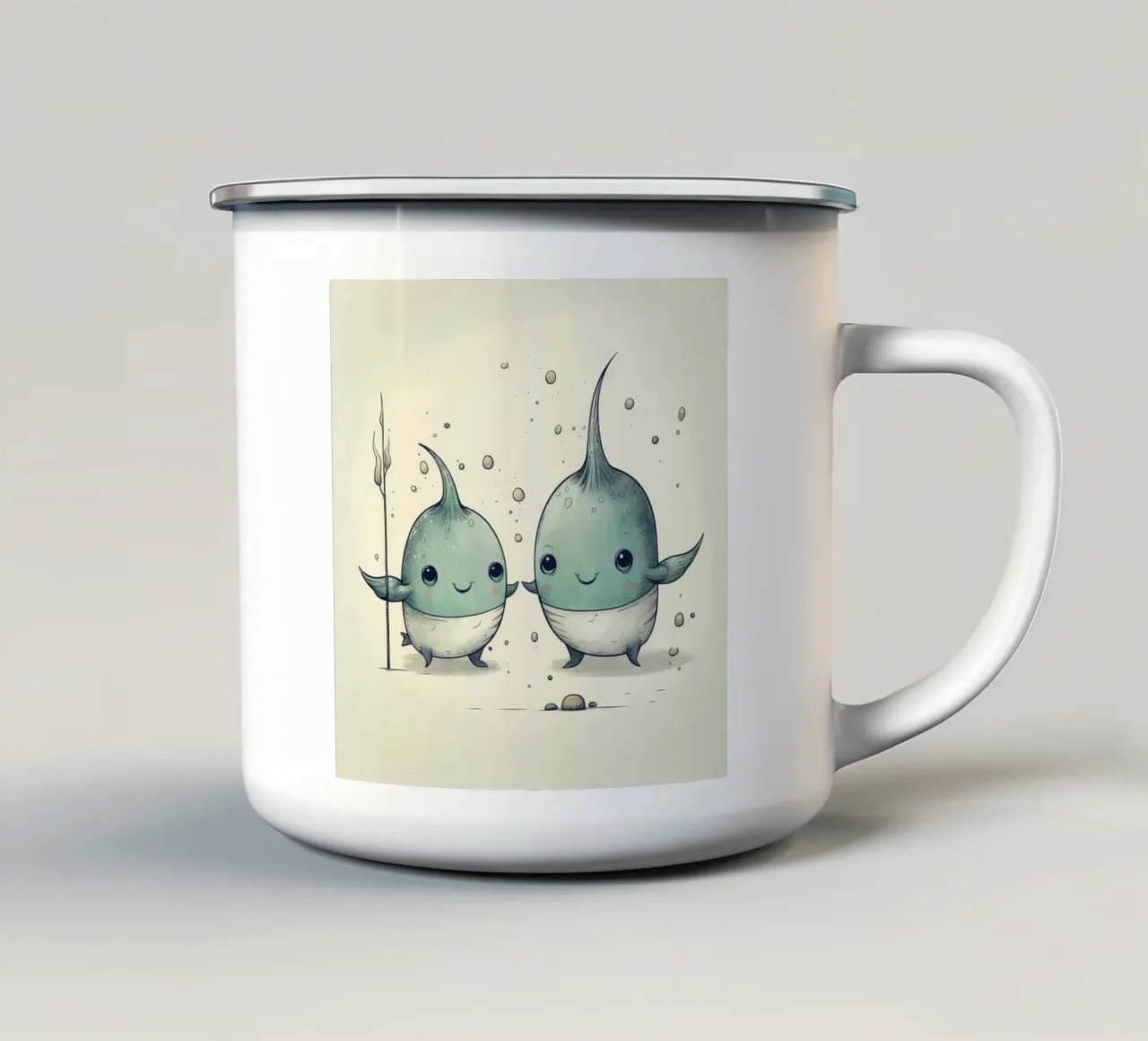 Duo di Narvalo retrò tazza in smalto da Funny Animals