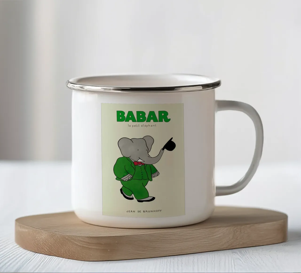 Babar's Tophat tazza in smalto da Little Flourishes