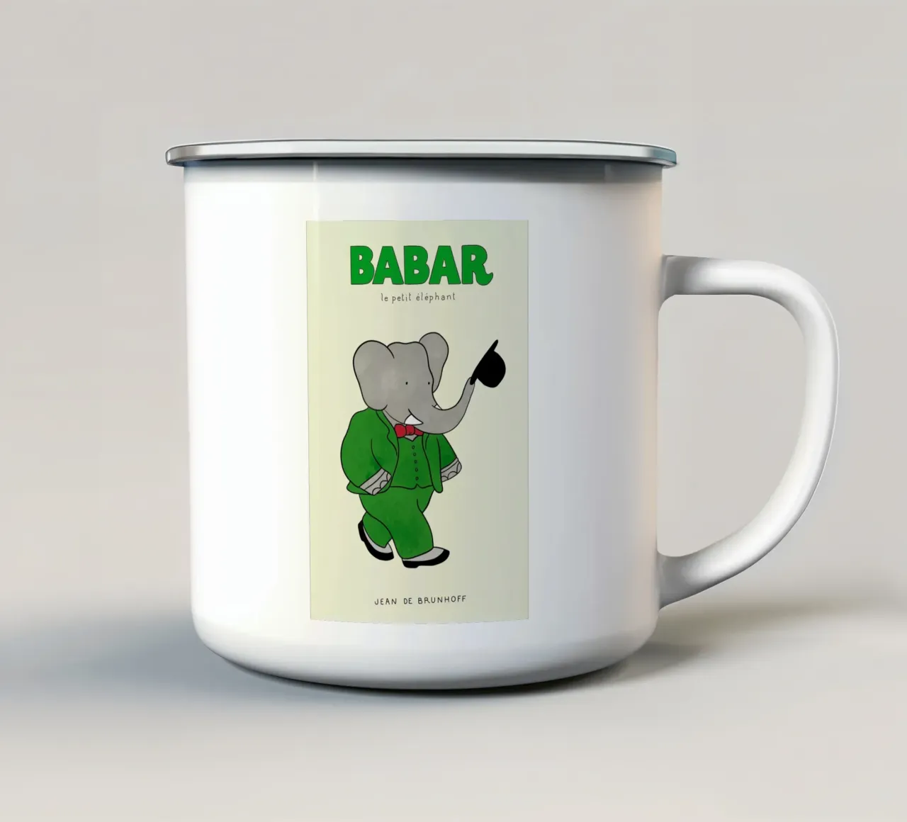 Babar's Tophat tazza in smalto da Little Flourishes