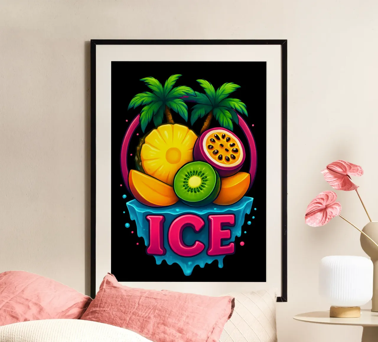 Chill - Vibrante frutta fresca tropicale poster con telaio in alluminio da LM2KONE