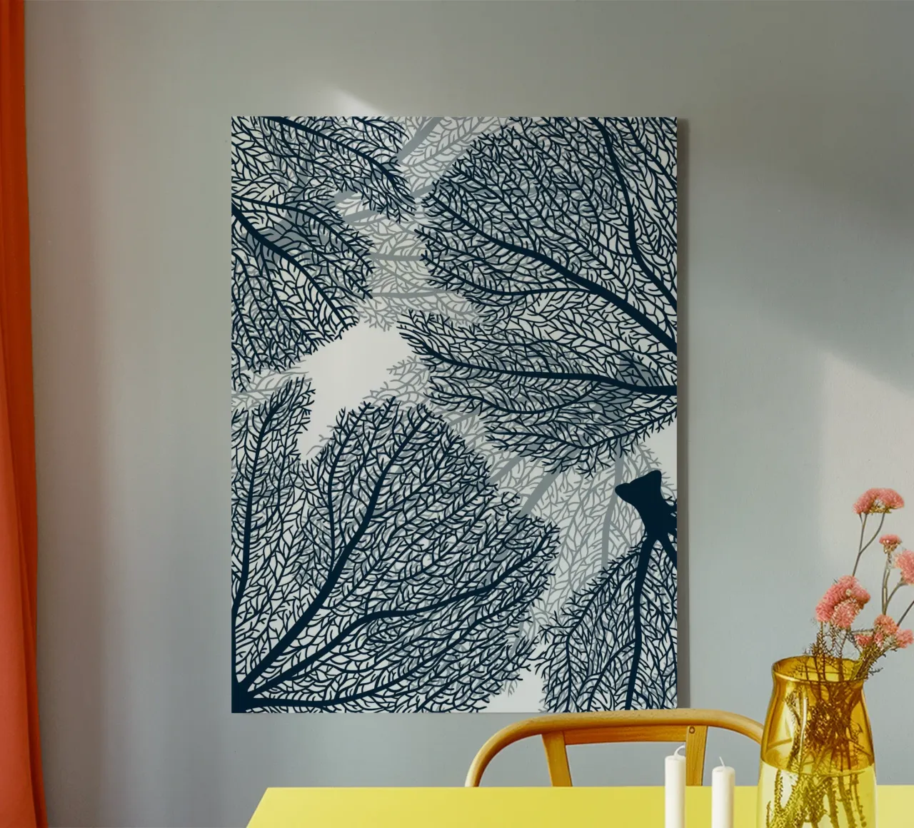 Koraal ventilator canvas met Baklijst van Painted Nature