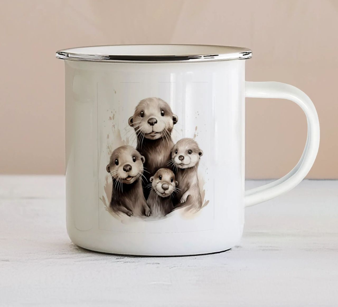 Retro Otter Gang tazza in smalto da Funny Animals