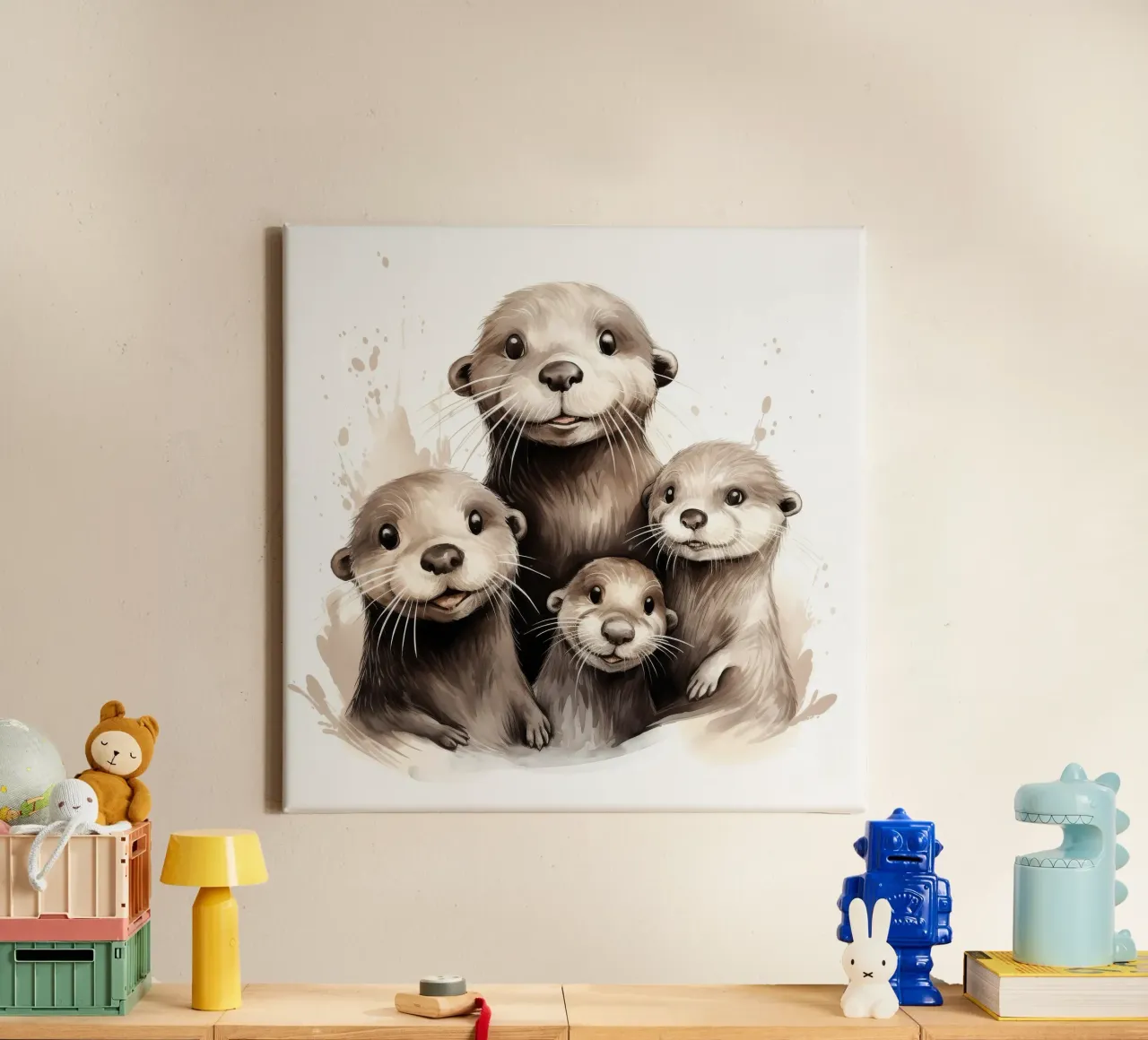 Retro Otter Gang canvas by Funny Animals