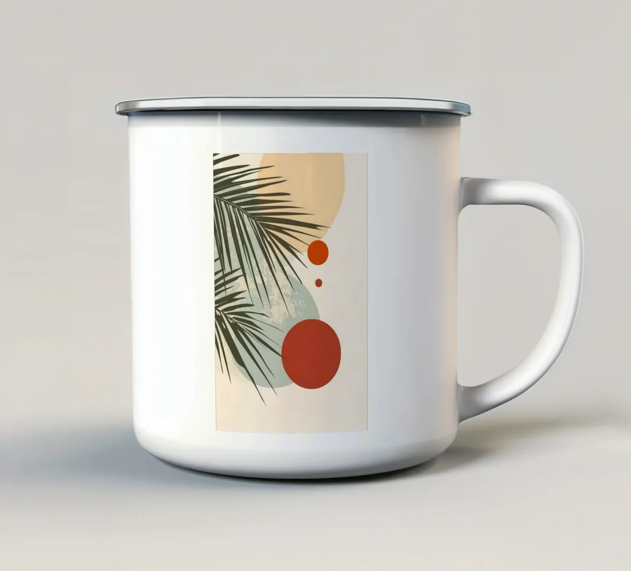Palmboom botanische abstracte kunst emaille mok van Studio Verde